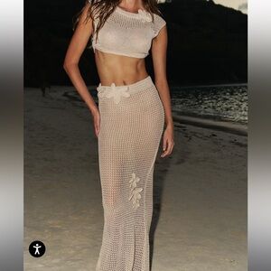 Bananhot Yoko Sand Knit Maxi Skirt Metallic NWT, XS/S